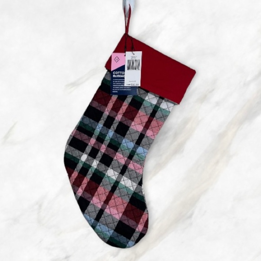 NWT Vera Bradley quilted Christmas holiday stocking Plaid “Ribbons” pattern 18in